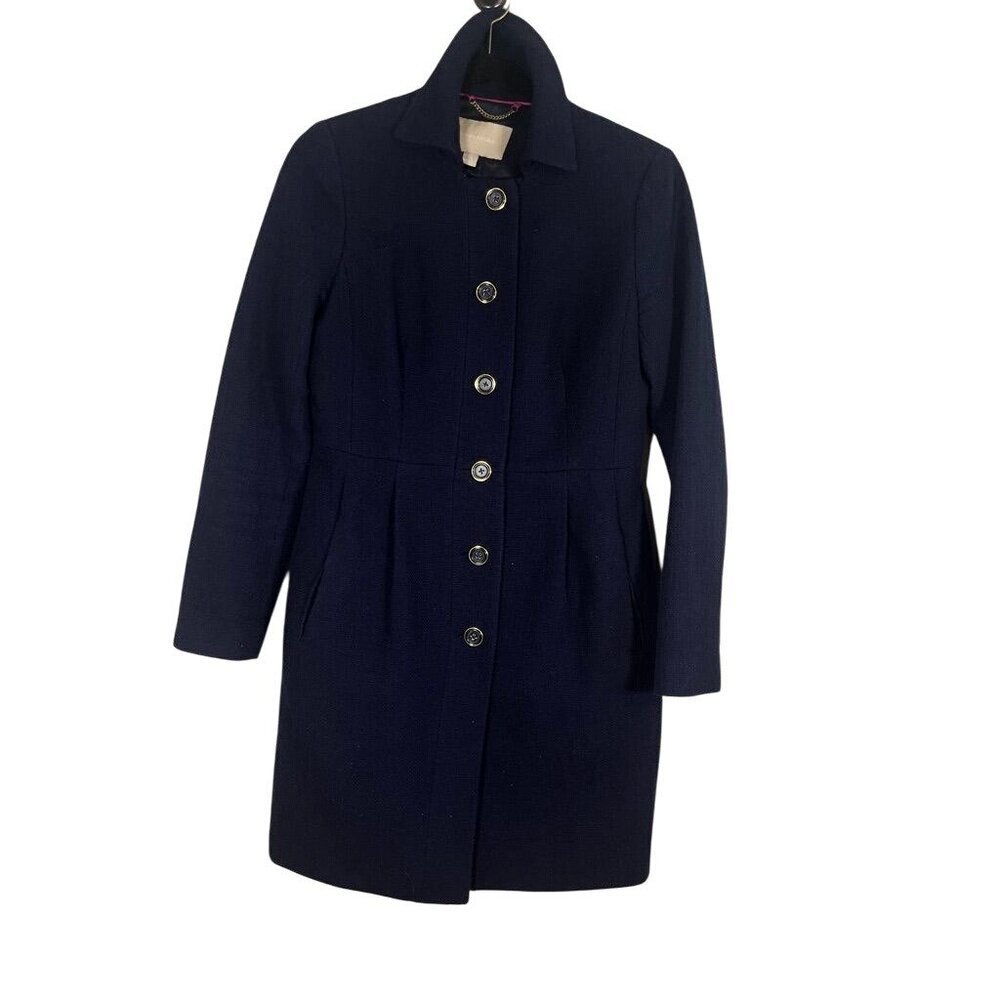 Banana Republic Tweed Jacket XS Blue Trench Coat Preppy‎ Feminine Classic Chic